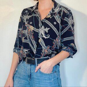 Navy Blue Paisley Button Down